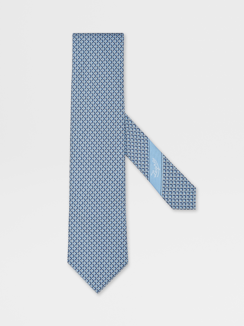 印花浅蓝色桑蚕丝领带